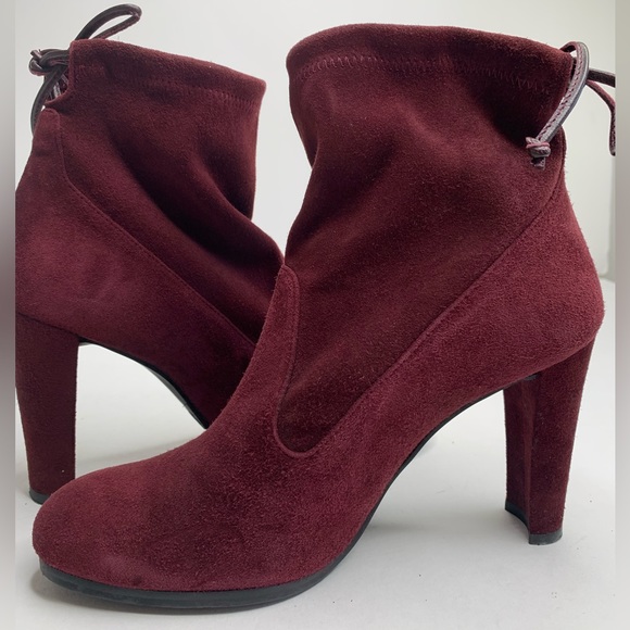 STUART WEITZMAN Highland Gloves Bordeaux Bootie Sock Suede Women Size 6M ITM268 - Picture 1 of 11
